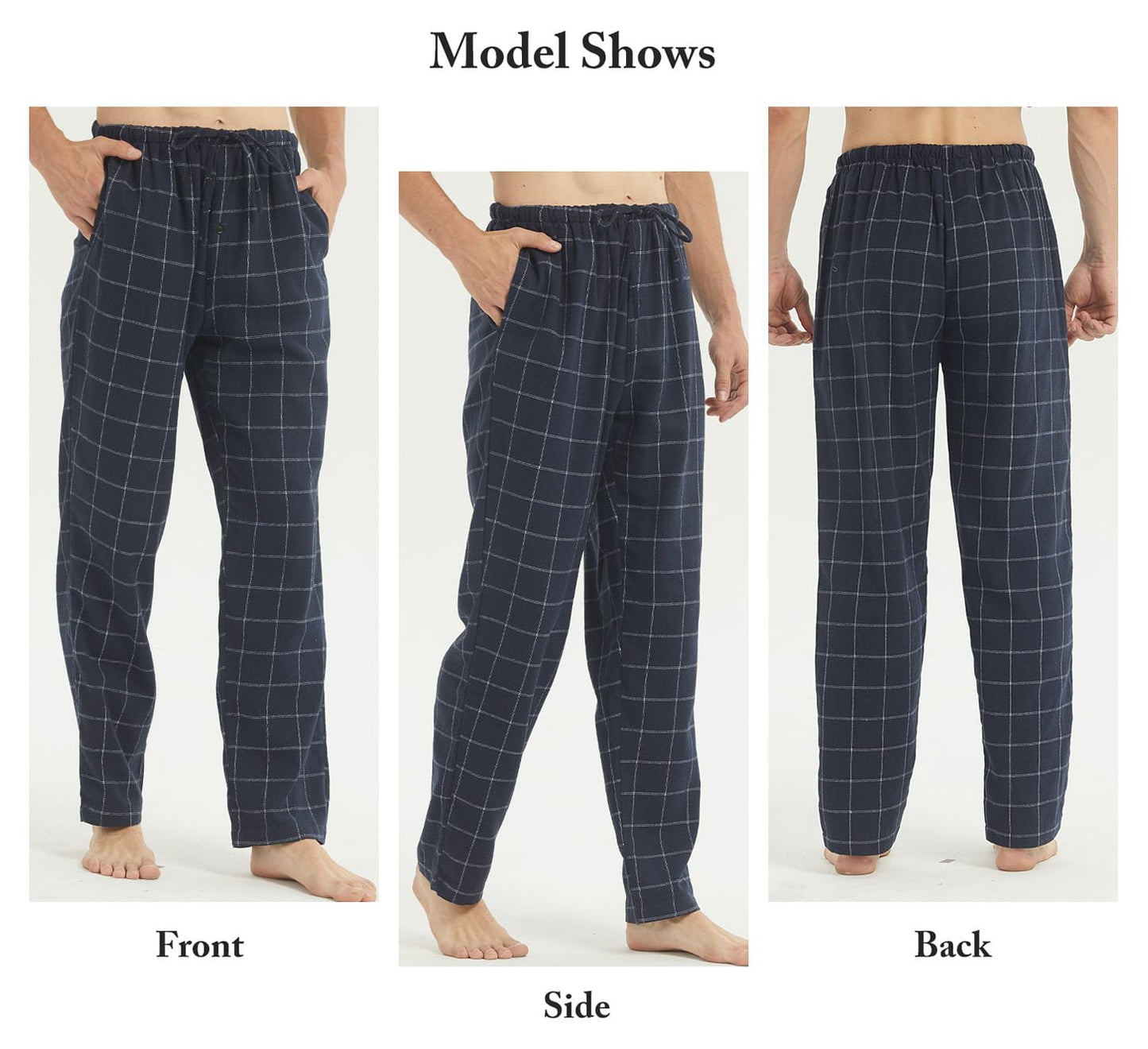 LANBAOSI 2 Pack Men's Flannel Plaid Pajama Pants Lounge PJ Bottoms