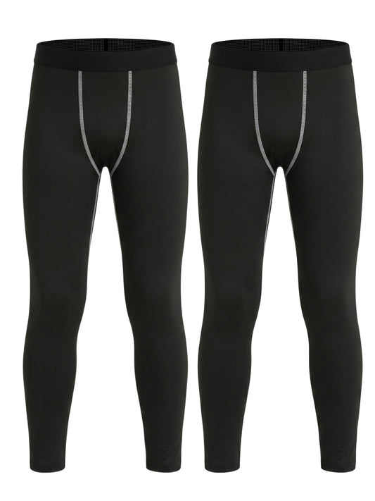 2 Pack Youth Boys Compression Leggings Athletic Workout Running Tights