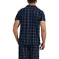 LANBAOSI Mens Pajamas Set Short Sleeve Button Down Shirts and Plaid PJ Shorts 2pc Soft Lounge Sleepwear Set