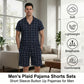 LANBAOSI Mens Pajamas Set Short Sleeve Button Down Shirts and Plaid PJ Shorts 2pc Soft Lounge Sleepwear Set