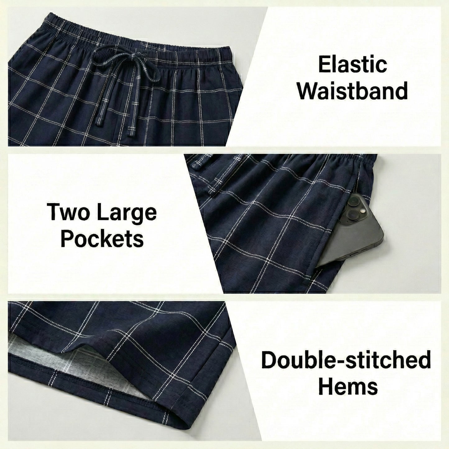 LANBAOSI Mens Pajamas Set Short Sleeve Button Down Shirts and Plaid PJ Shorts 2pc Soft Lounge Sleepwear Set