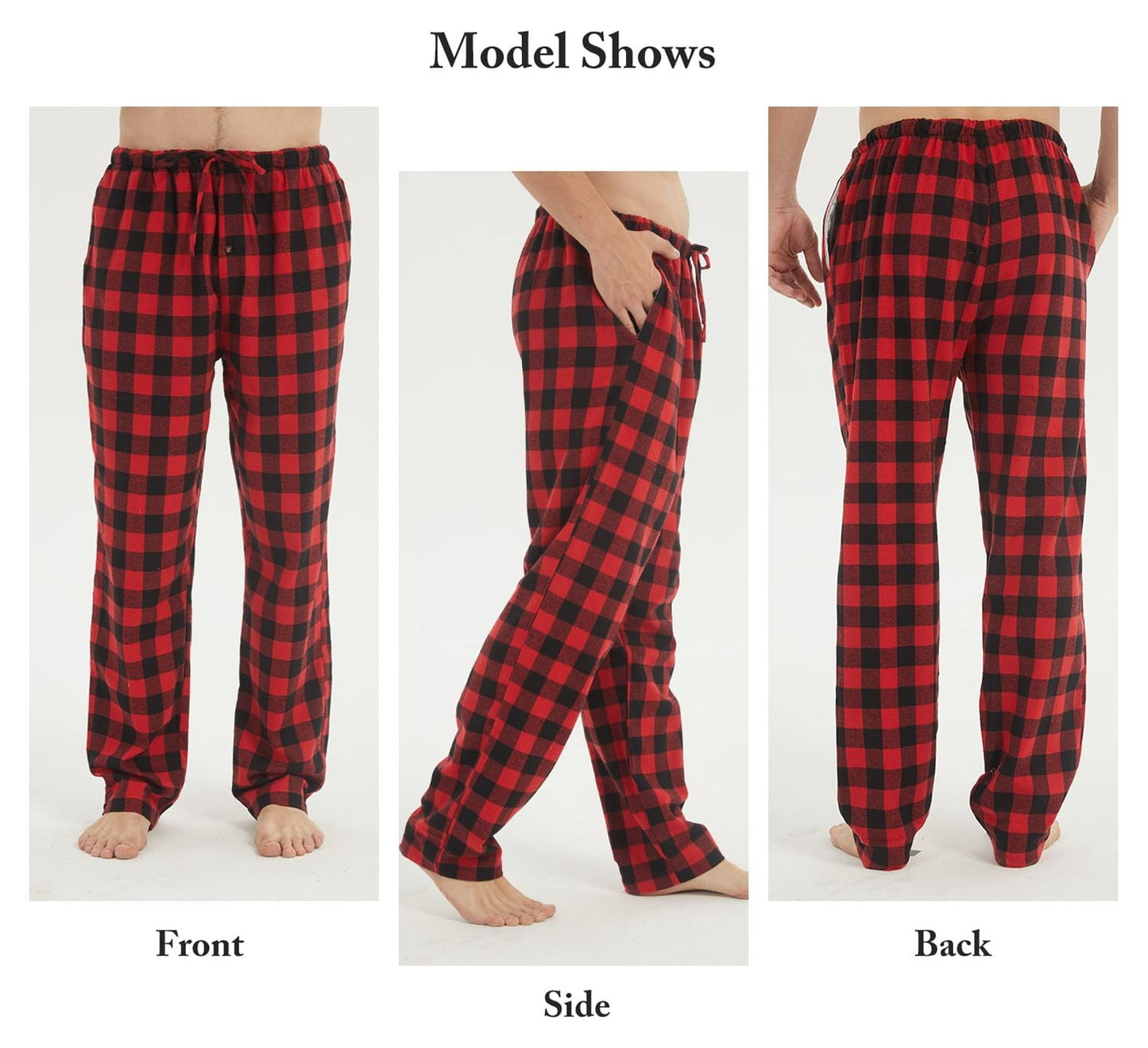 LANBAOSI 2 Pack Men's Flannel Plaid Pajama Pants Lounge PJ Bottoms