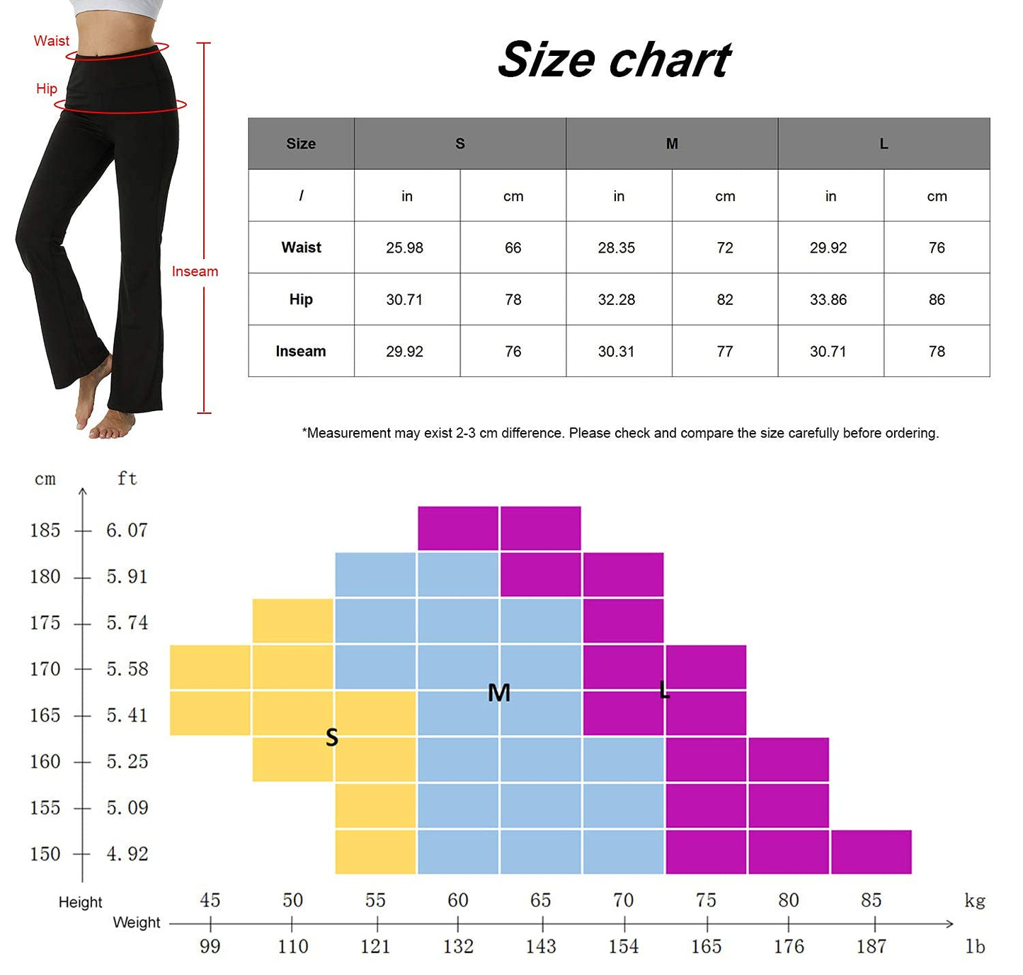 2 Pack Bootcut Yoga Pants for Women High Waisted Bootleg Work Bottoms Female Workout Pant LANBAOSI