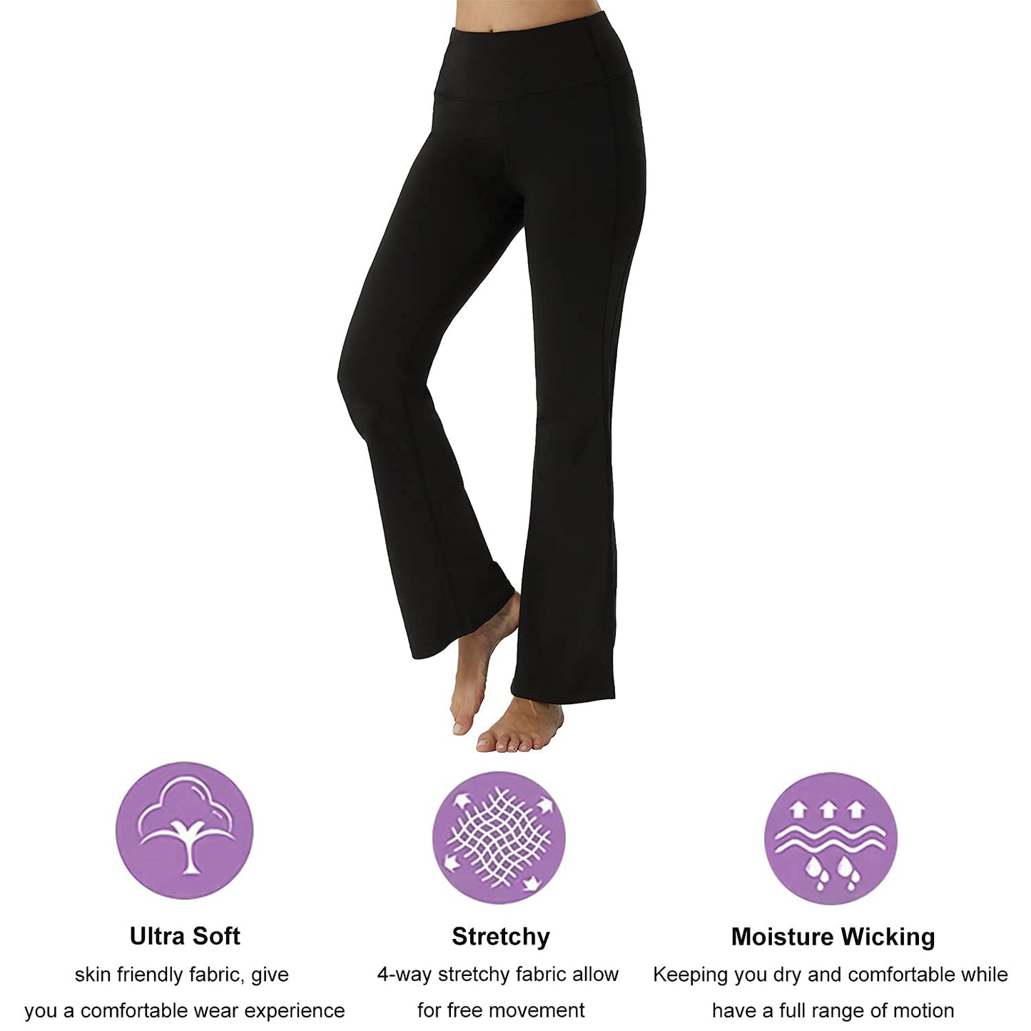 2 Pack Bootcut Yoga Pants for Women High Waisted Bootleg Work Bottoms Female Workout Pant LANBAOSI