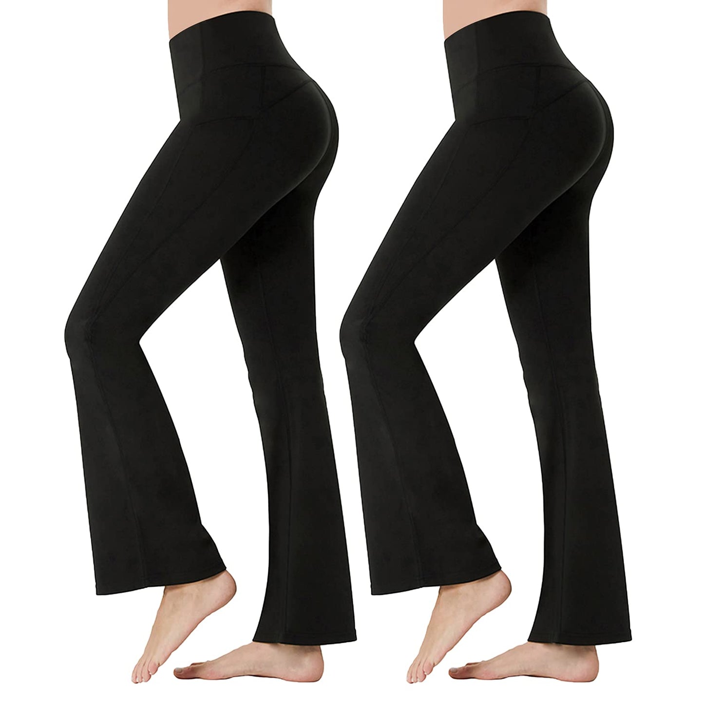 2 Pack Bootcut Yoga Pants for Women High Waisted Bootleg Work Bottoms Female Workout Pant LANBAOSI