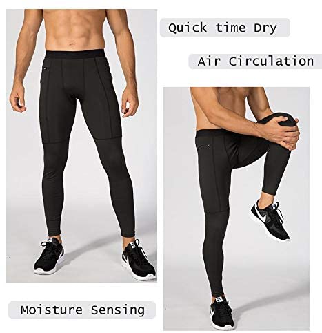 2 Pack Compression Pants Men Leggings Pocket Running Tights Male Athletic Base Layer LANBAOSI