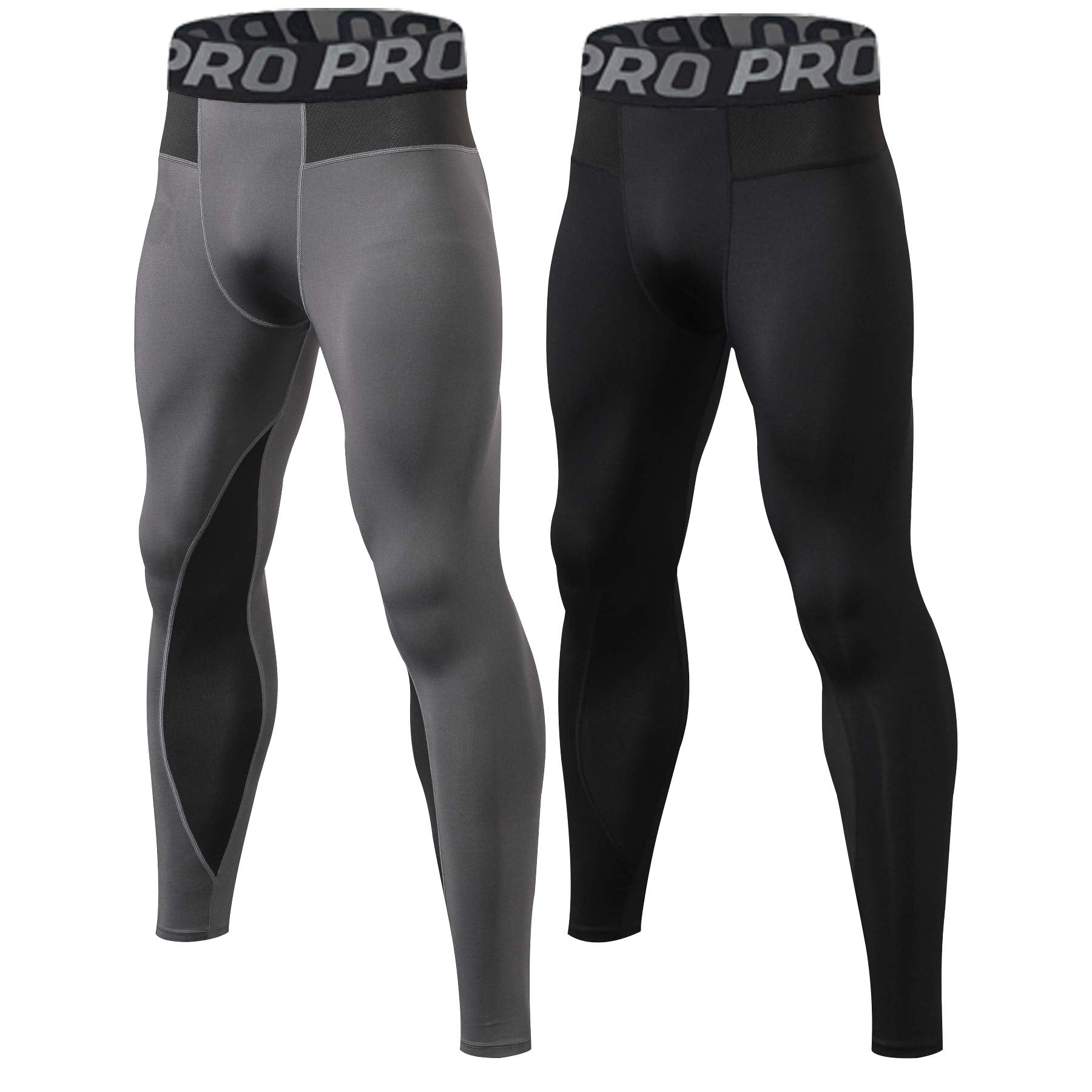 2 Pack Men Compression Pants Running Tights Male Workout Leggings Athletic Cool Dry Yoga Gym Clothes LANBAOSI 183