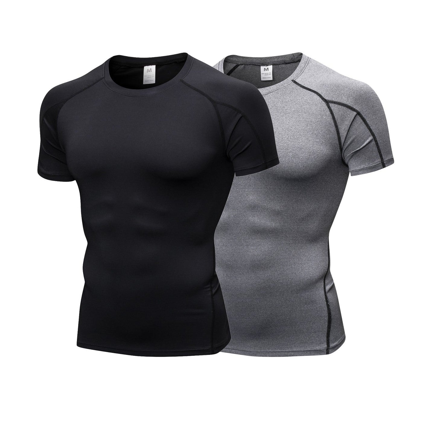 2 Pack Men Cool Dry Short Sleeve Compression Shirts Male Sports Baselayer T-Shirts Tops LANBAOSI