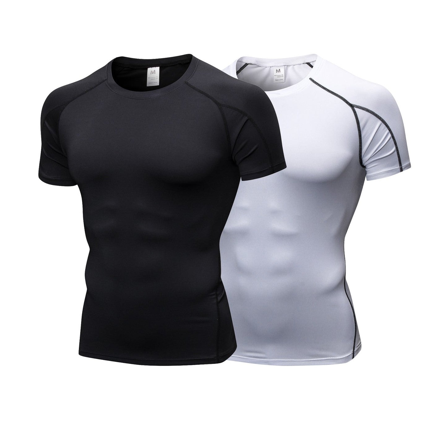 2 Pack Men Cool Dry Short Sleeve Compression Shirts Male Sports Baselayer T-Shirts Tops LANBAOSI