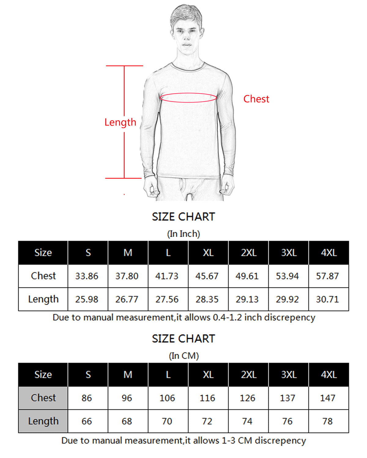 2 Pack Men Thermal Underwear Top Crew Neck Male Long Johns Shirts