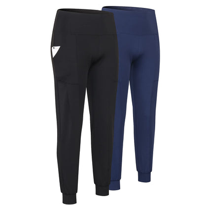 2 Pack Women Jogger Pants High Waisted Sweatpants with Pockets Female Tapered Casual Lounge Pants Loose Track Cuff Leggings LANBAOSI