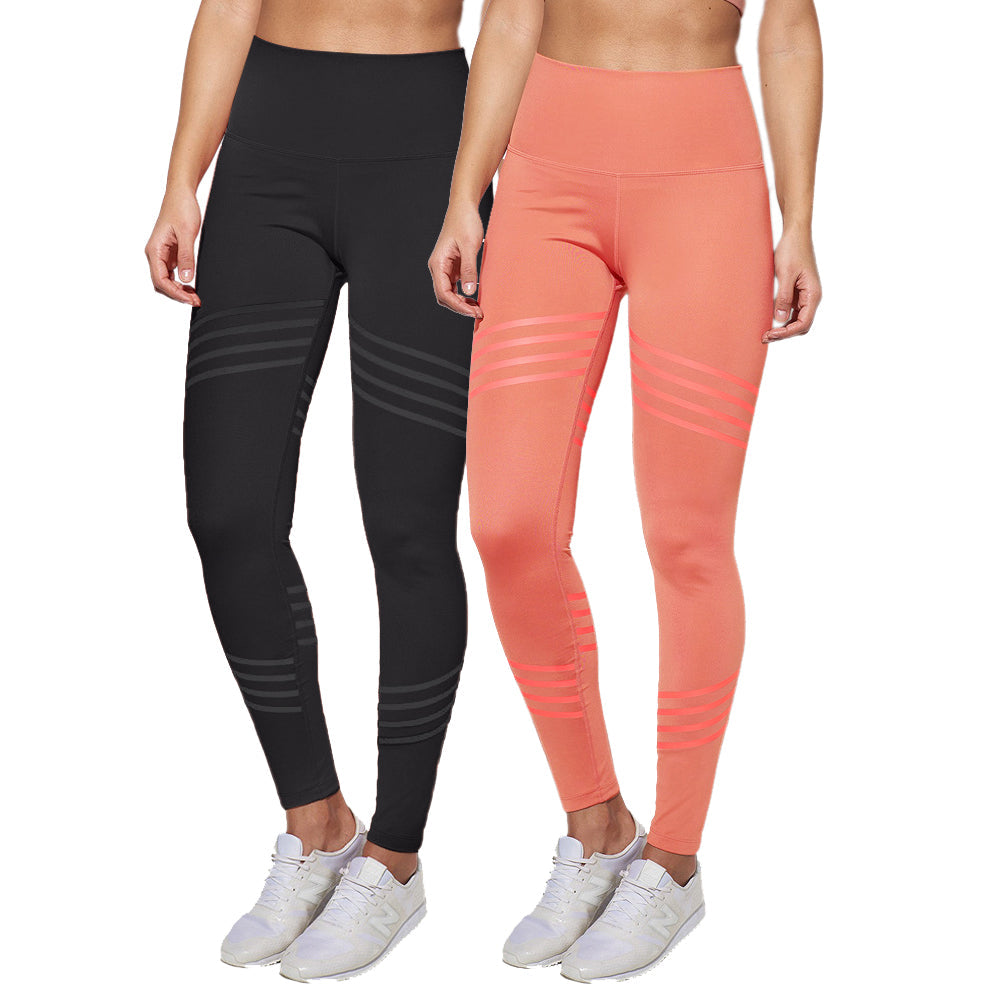 2 Packs High Waist Workout Leggings Tummy Control Running Tights Yoga Pants LANBAOSI