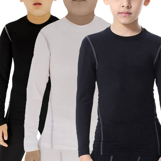 3 Pack Boys Youth Compression Shirts Unisex Juniors Long Sleeve Undershirts Baselayer LANBAOSI