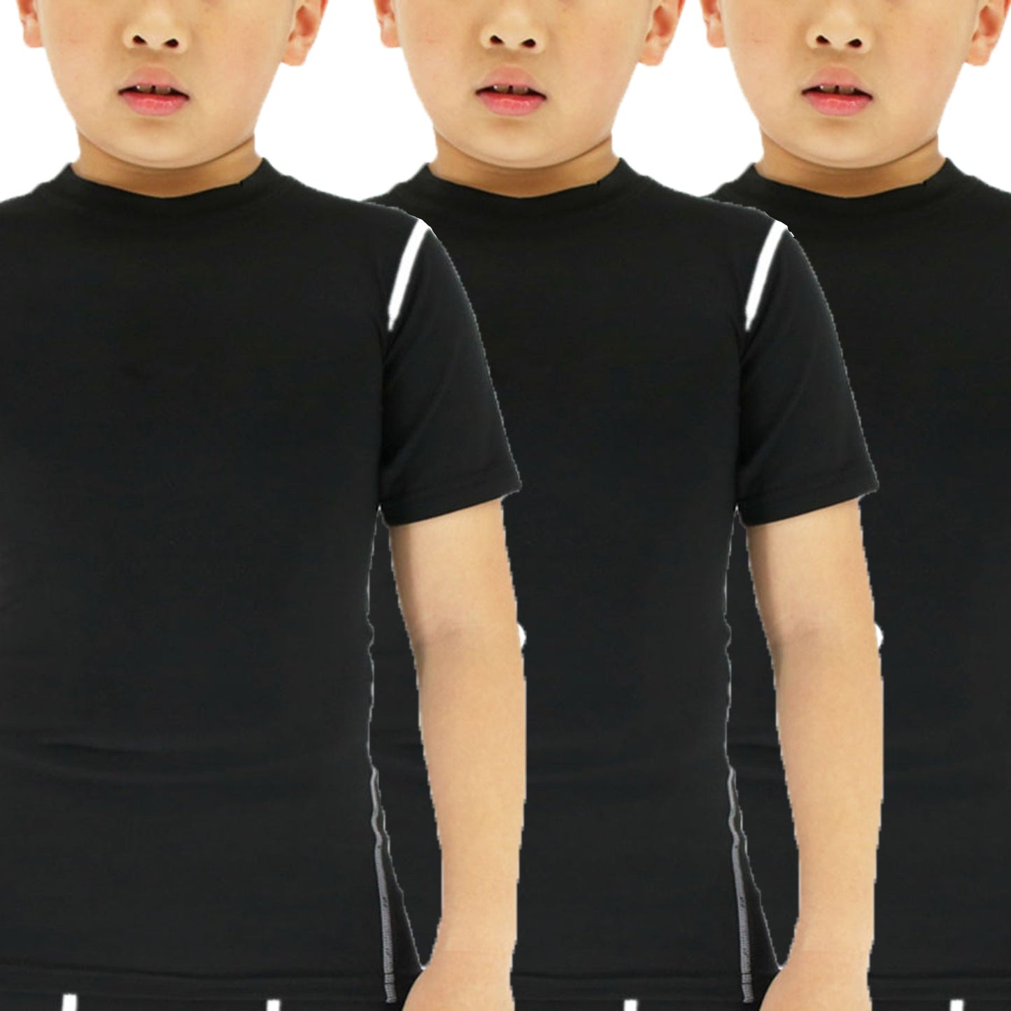 3 Pack Juniors Compression Shirt Underwear Unisex Boys Youth Under Base Layer Short Sleeve Top LANBAOSI