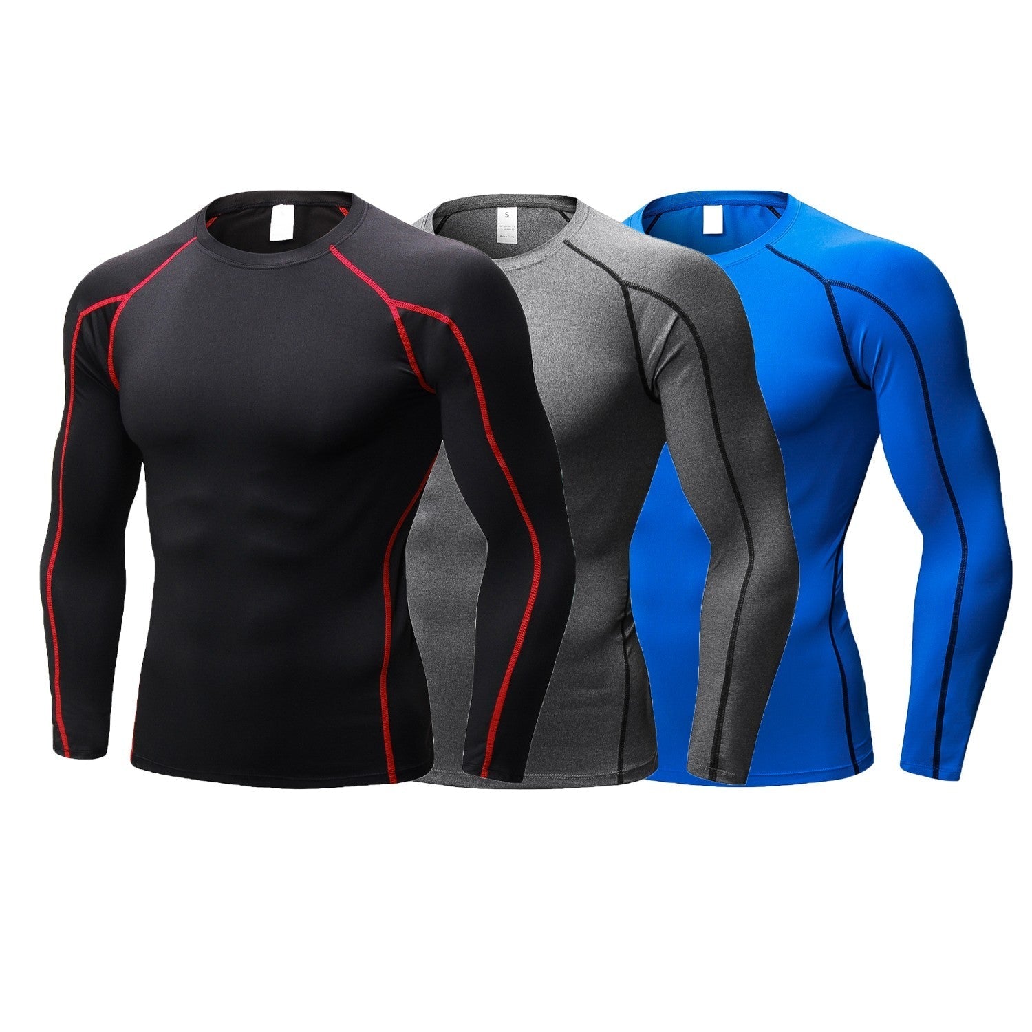 3 Pack Men Long Sleeve Compression Shirts Male Sports Base Layer T Shirt Athletic Workout Size XX Large LANBAOSI