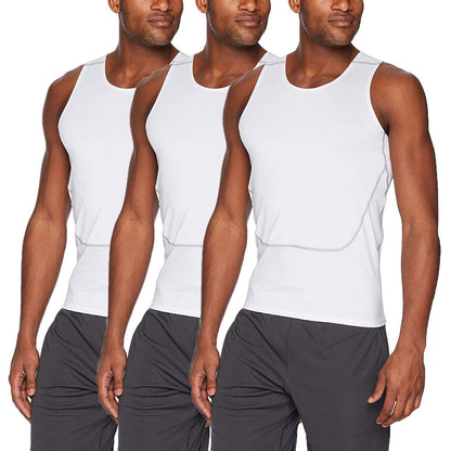 3 Pack Men Muscle Dri Fit Compression Tank Top Sleeveless Shirts for Male LANBAOSI