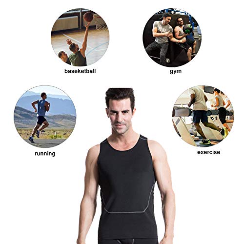 3 Pack Men Muscle Dri Fit Compression Tank Top Sleeveless Shirts for Male LANBAOSI