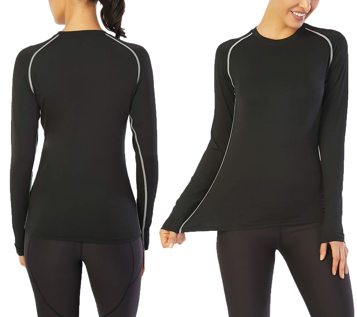 3 Packs Women's Long Sleeve Shirts Dry Fit Compression Baselayer Tops for Sports Yoga LANBAOSI