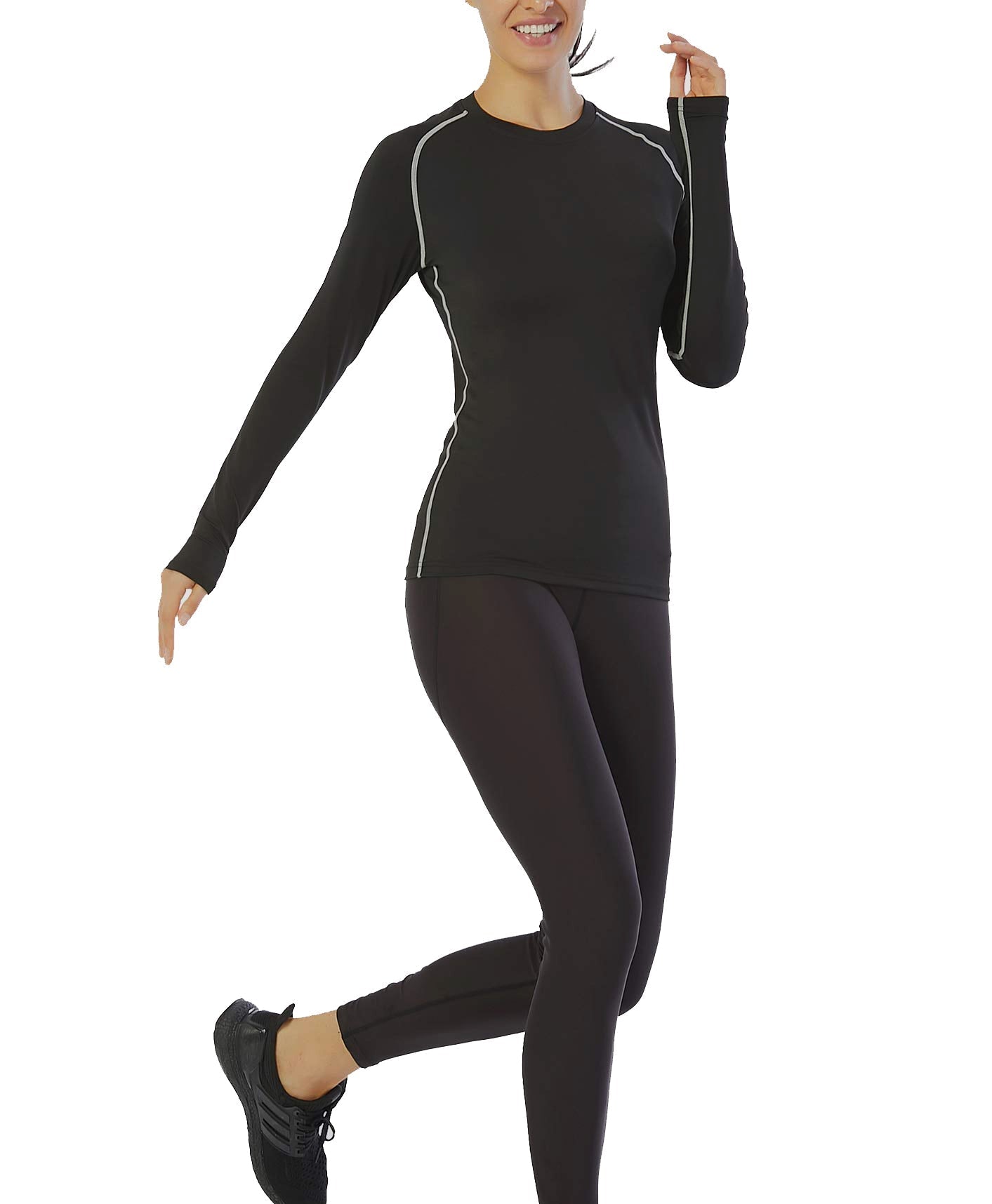 3 Packs Women's Long Sleeve Shirts Dry Fit Compression Baselayer Tops for Sports Yoga LANBAOSI