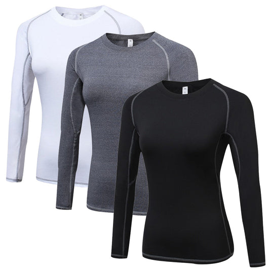 3 Packs Women's Long Sleeve Shirts Dry Fit Compression Baselayer Tops for Sports Yoga LANBAOSI