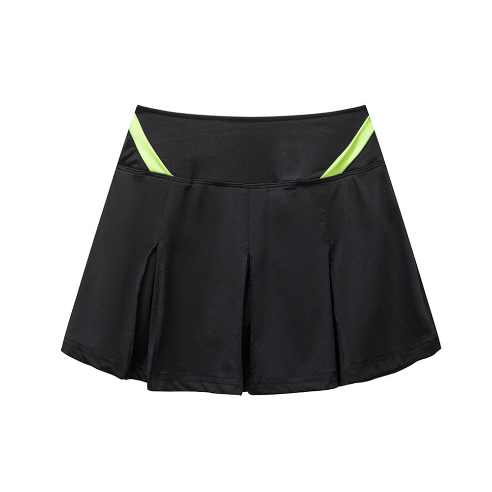 Black Athletic Skort for Women Pleated Active Skirt with Shorts&Pocket LANBAOSI