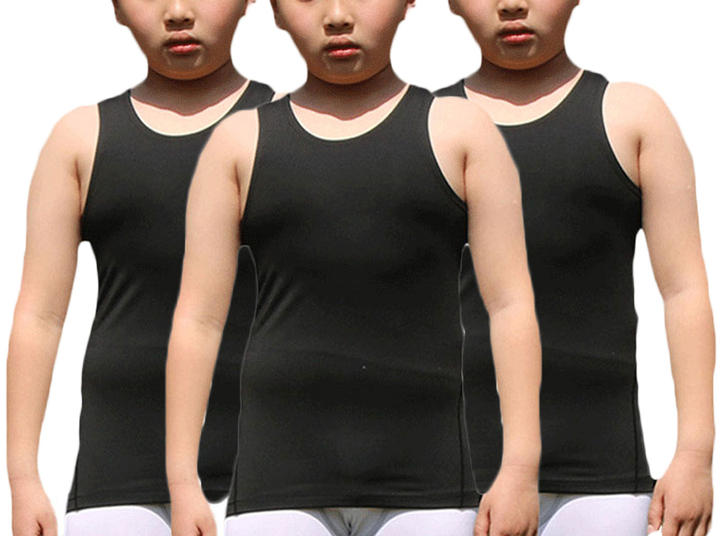 Boy's 3 Pack Compression Sleeveless Shirt Soccer Tank Top Undershirts LANBAOSI