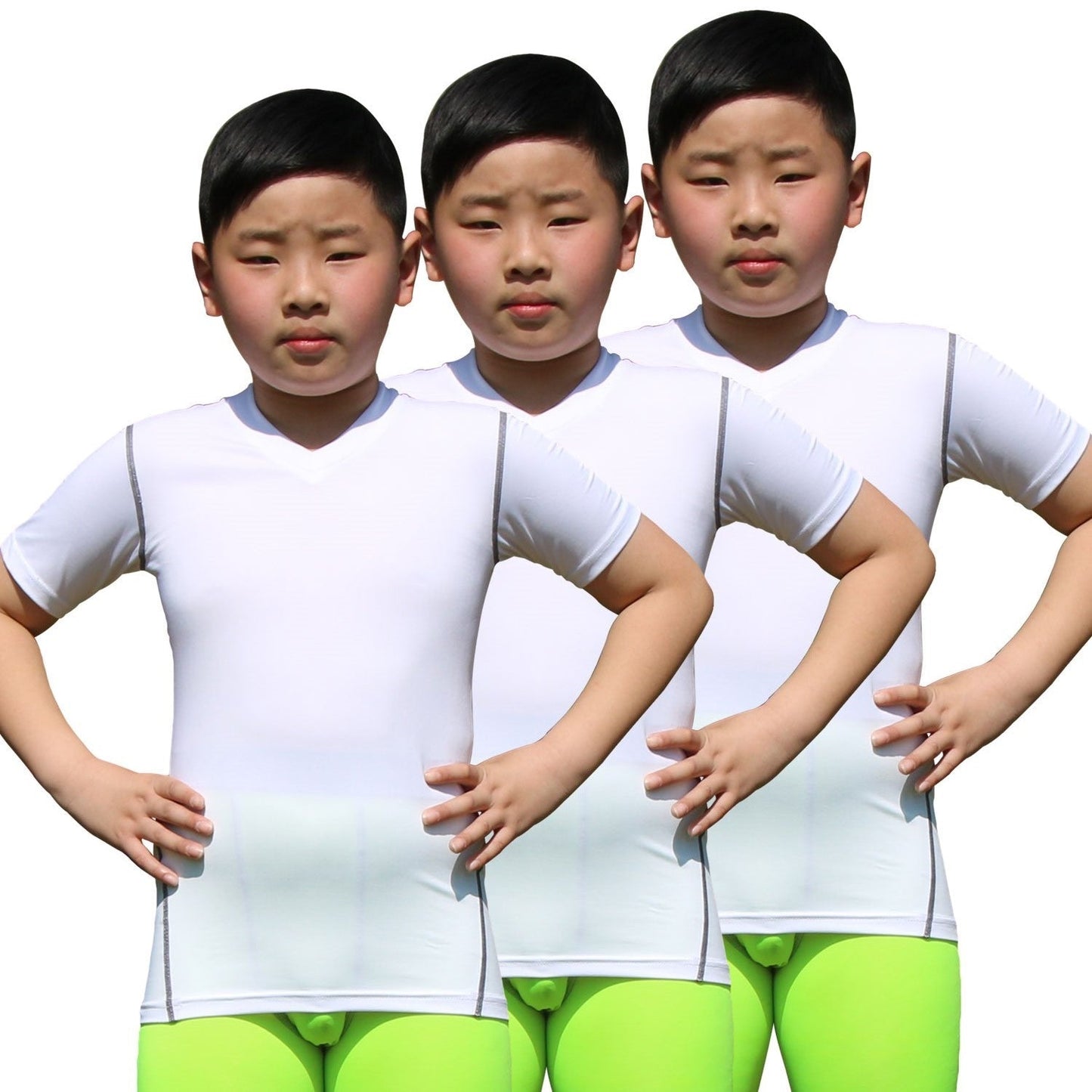 Boy's 3 Pack Dry Fit Sport Short Sleeve T-Shirt Unisex Compression Tshirt Tee Shirt Tops LANBAOSI