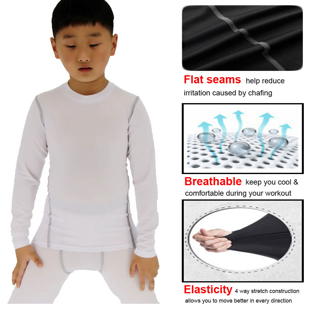 Boy's Long Sleeve Shirt Quick Dry Baselayer Compression Trianing Tops LANBAOSI