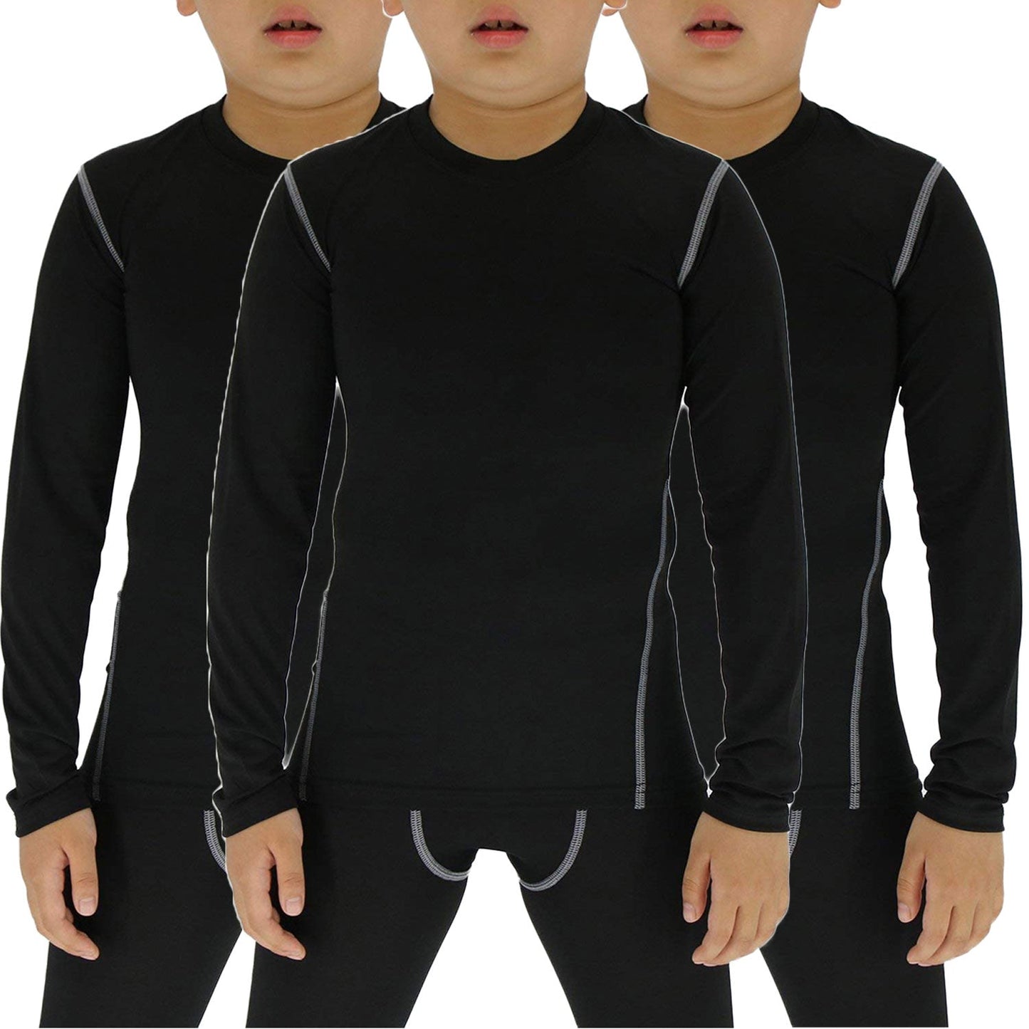 Boy's Long Sleeve Shirt Quick Dry Baselayer Compression Trianing Tops LANBAOSI