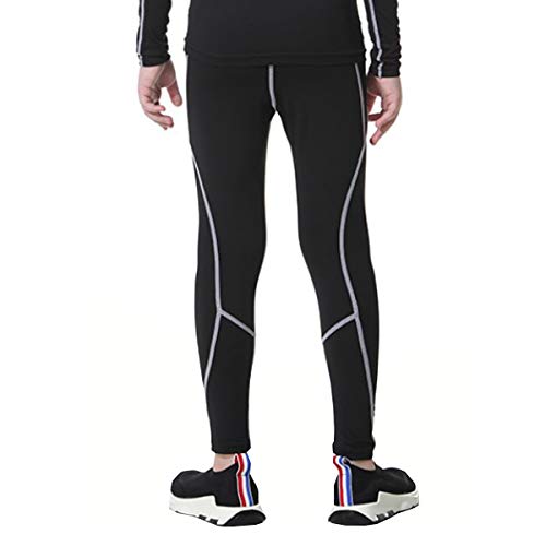 Boys Compression Pants, Base Layers Soccer Hockey Tights Athletic Leggings  - Thermal for Kids 