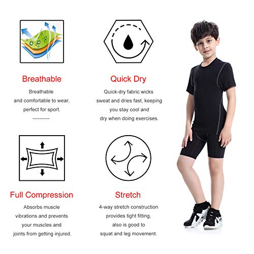 Boys Compression Shorts Youth Cool Dry Baselayer Unisex Sports