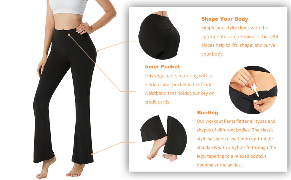  Bootcut Yoga Pants For Women Flare High Waist Tummy