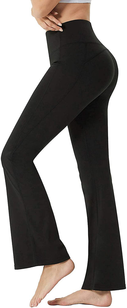 Women's Black Flare Leggings for Women Seamless High Waist Yoga Pants Tummy  Control Bootcut Bootleg Leggings Jazz Bell Bottom