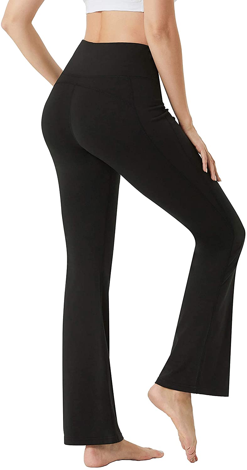 Leggings For Women Tummy Control Wide Fitness Flare With Pocket