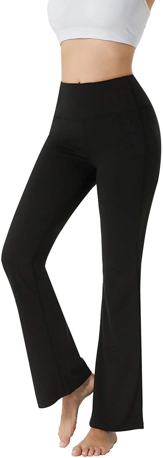 Flare Yoga Pants for Women High Waist Bootcut Workout Stretch Leggings with  Pockets Tummy Control, Non-See-Through 