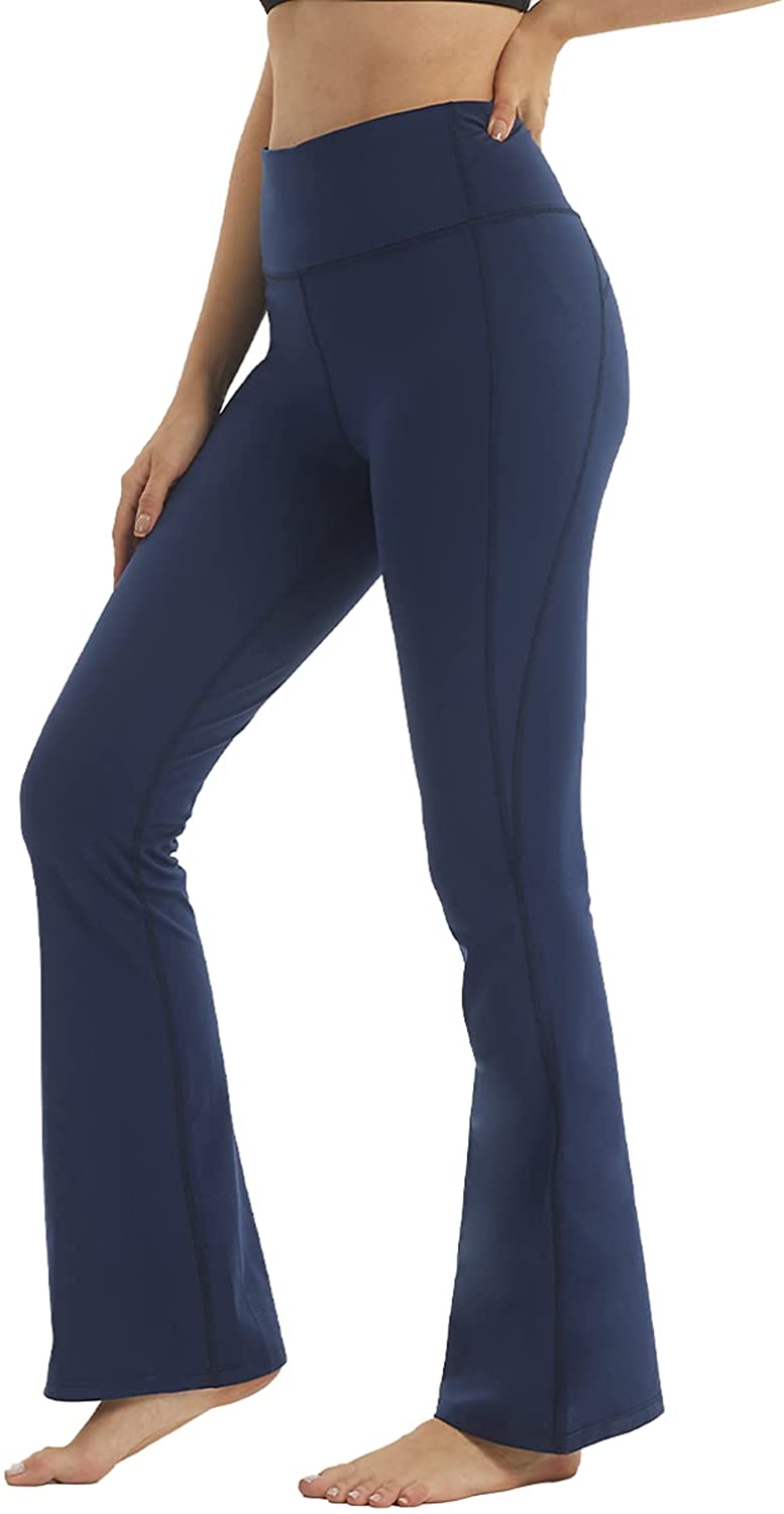 Flare Leggings for Women Tummy Control Leggings Female Bootcut Yoga Pants  with Pocket Butt Lift High Waist Bootleg Pants Size XL