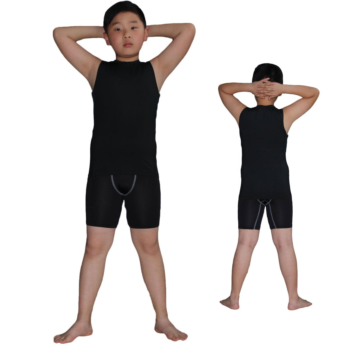 Kids Boys Girls Compression Tank Top & Shorts Sleeveless Base Layer LANBAOSI