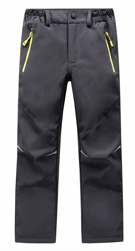 Kids Boys Girls Waterproof Outdoor Hiking Pants Warm Fleece Lined Unisex Snow Sking Bottoms LANBAOSI