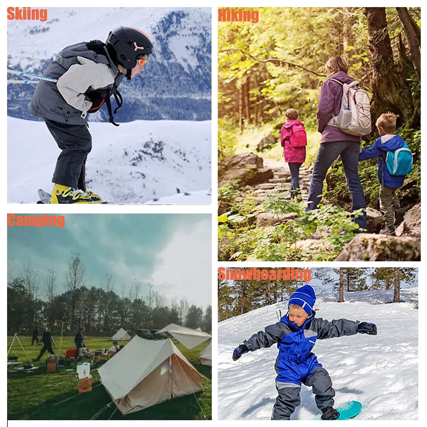 Kids Boys Girls Waterproof Outdoor Hiking Pants Warm Fleece Lined Unisex Snow Sking Bottoms LANBAOSI