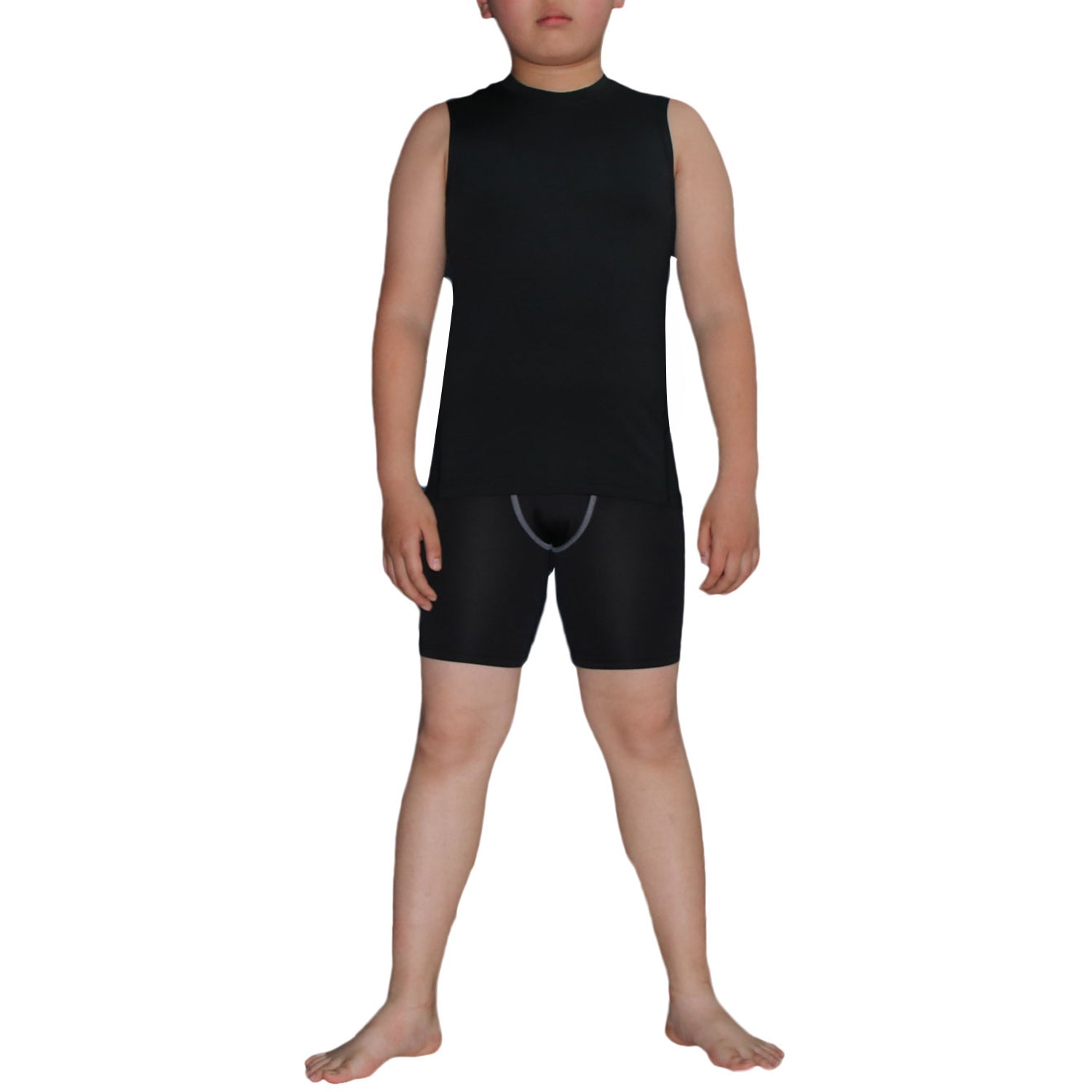 Kids Underwear Workout Base Layer Boys Sleeveless Vest and Short 2 PCS LANBAOSI