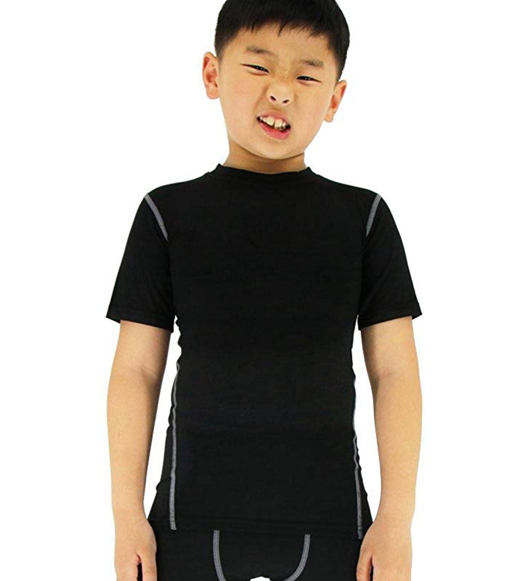 LANBAOSI Boy's Compression Shirts Child's Short Sleeve Base Layer Tops LANBAOSI