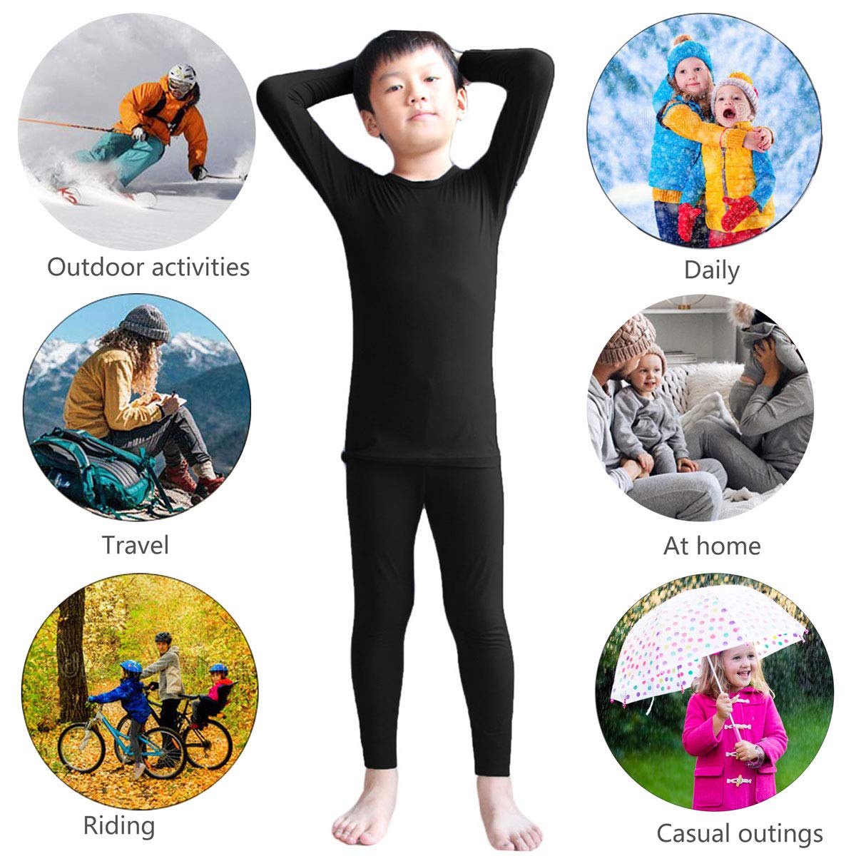 TELALEO Youth Boys' Girls'Thermal Underwear Set Fleece Lined Long Johns Set  Kids Base Layer Ultra Soft Black XS : : Clothing, Shoes &  Accessories