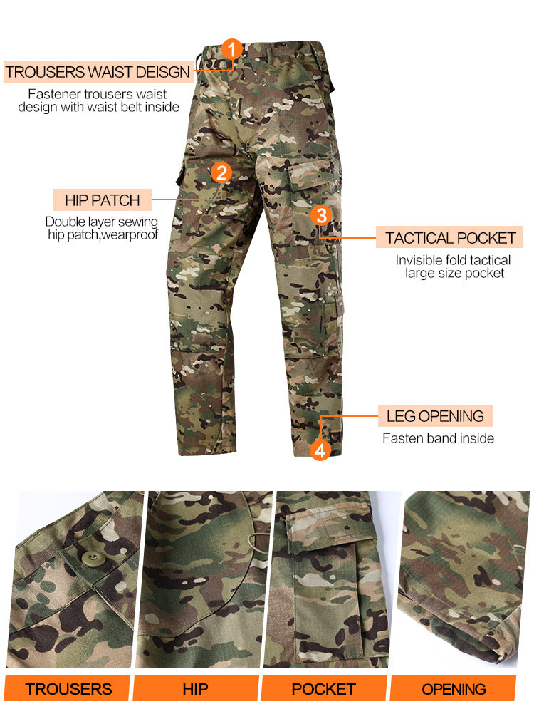 LANBAOSI Men Military Multicam Woodland Camo Airsoft BDU Pants LANBAOSI