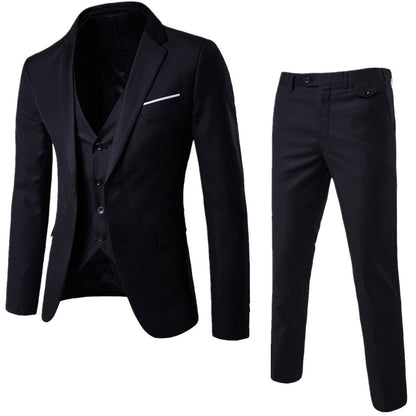 LANBAOSI Men's 3 Piece Slim Fit Tuxedos Suit Set Solid Dinner Jackets Vest Trousers LANBAOSI