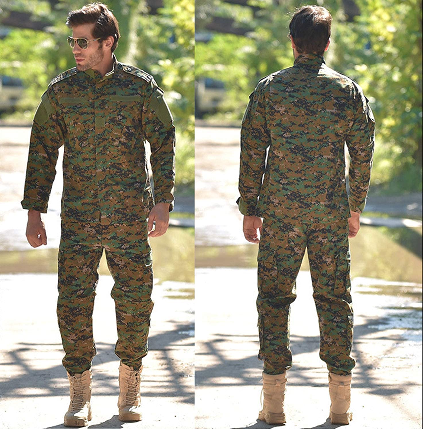  LANBAOSI Men's Tactical Jacket and Pants Military Camo