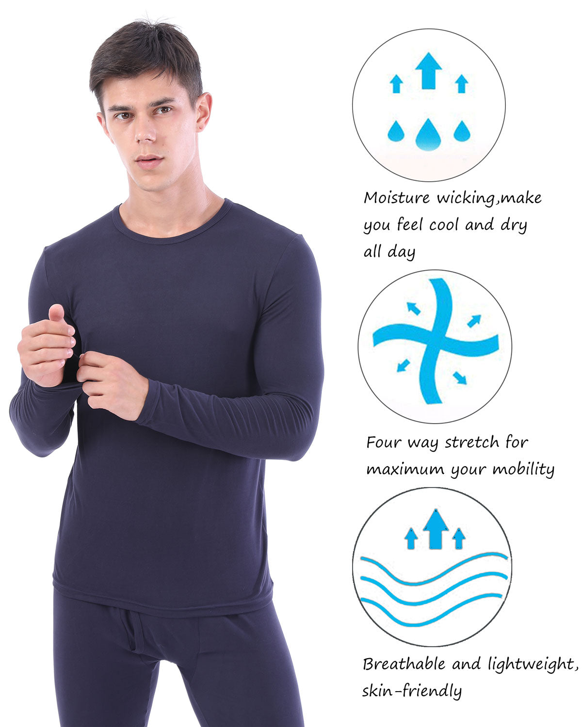 LANBAOSI Men's Fleece Thermal Underwear Compression Base Layer Shirt LANBAOSI