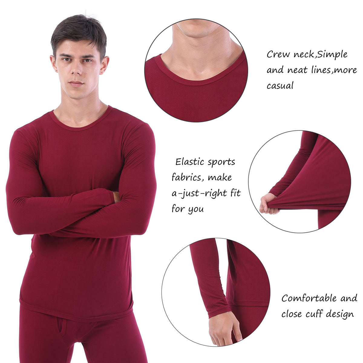 LANBAOSI Men's Fleece Thermal Underwear Compression Base Layer Shirt LANBAOSI