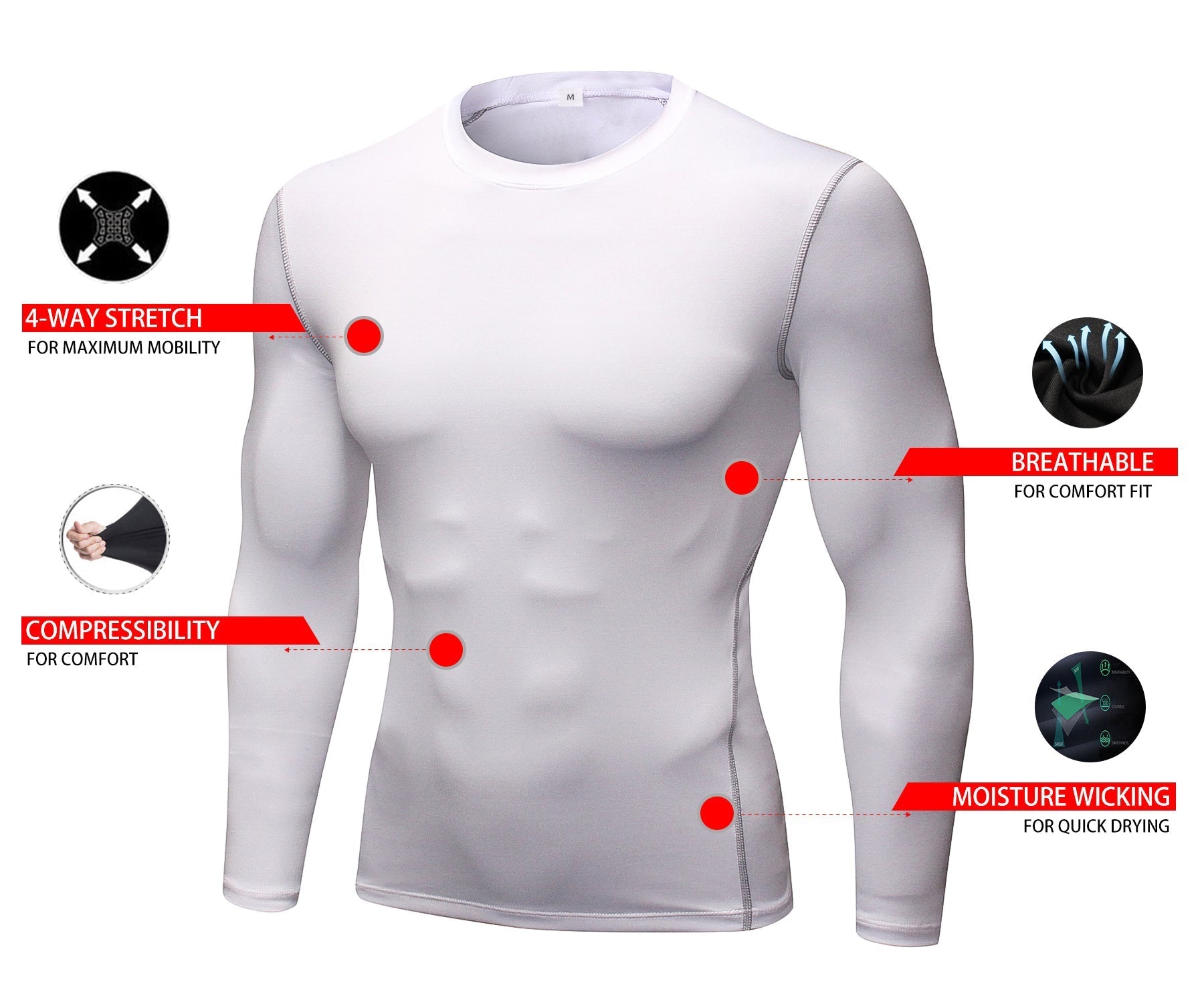 Mens Long Sleeve Moisture Wicking Athletic Shirts