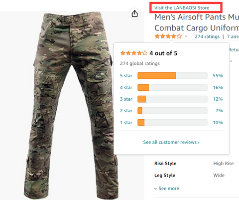 LANBAOSI Multicam Airsoft Tactical Military Hunting Combat Pants LANBAOSI