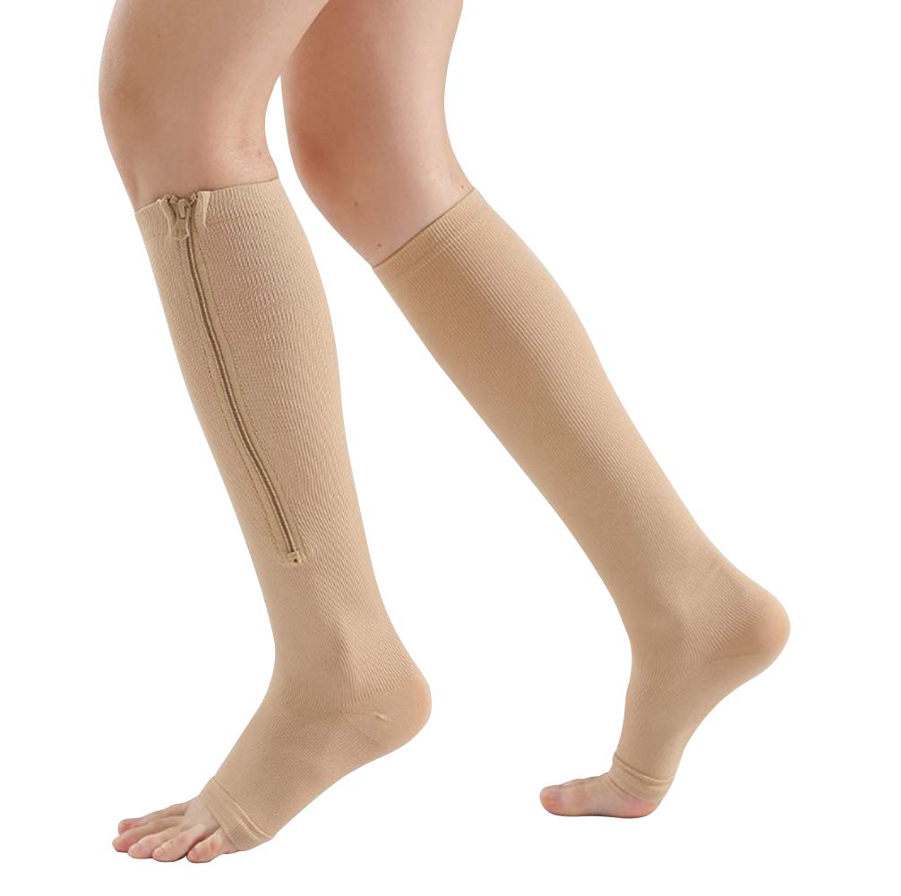 LANBAOSI Women Zipper Compression Socks with Open Toe Toeless Support LANBAOSI